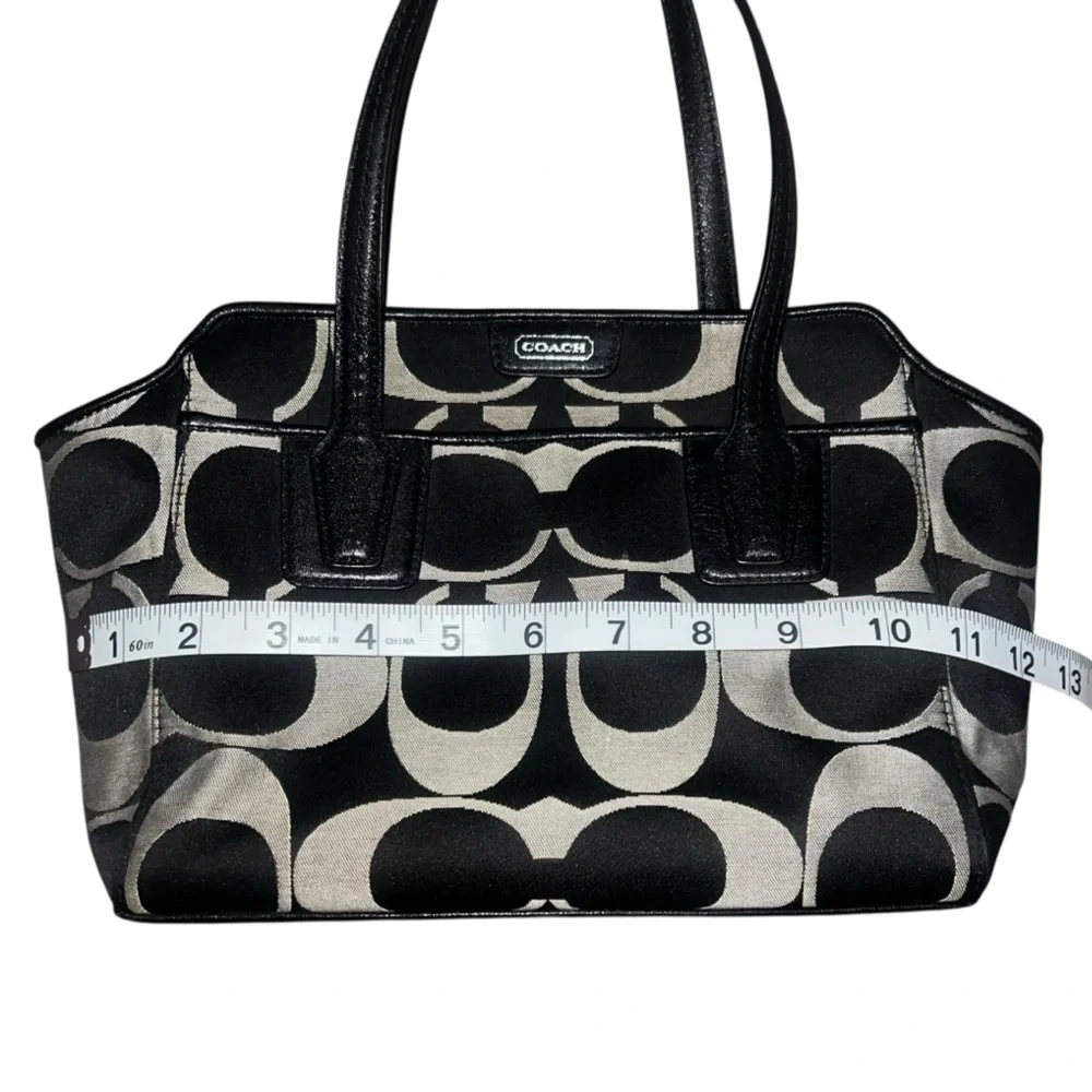 Coach Taylor Signature Bette Mini Tote Monogram Black Silver Canvas Classic